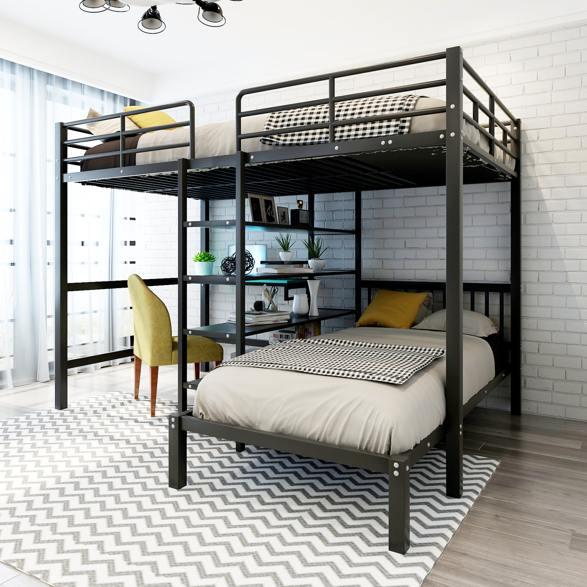 Metal fashion full over twin bunk beds